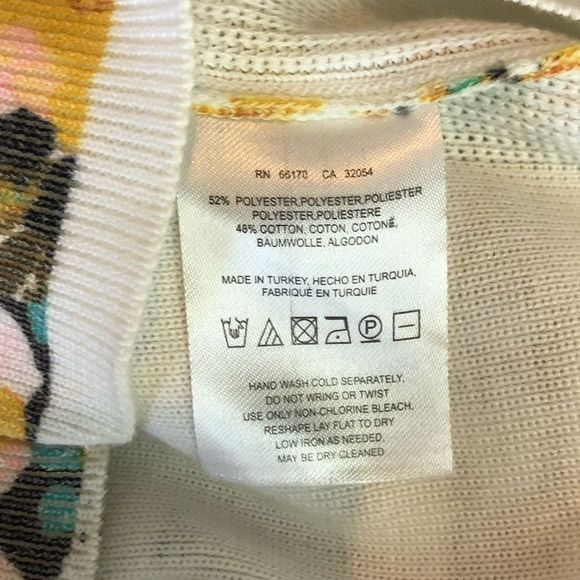 Moth Anthropologie White Array Floral Striped Zip Up Knit Cardigan Sweater - Picture 10 of 11